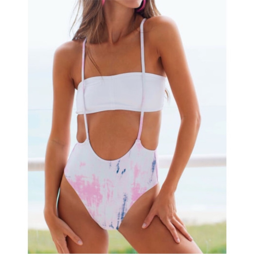 Something Navy Suspender High Cut Swimsuit bottom